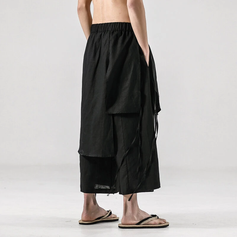(image for) Men's Harem Pants Loose Soft Breathable Asymmetric Skirt Trousers Punk Dress Pants Hiking Travel